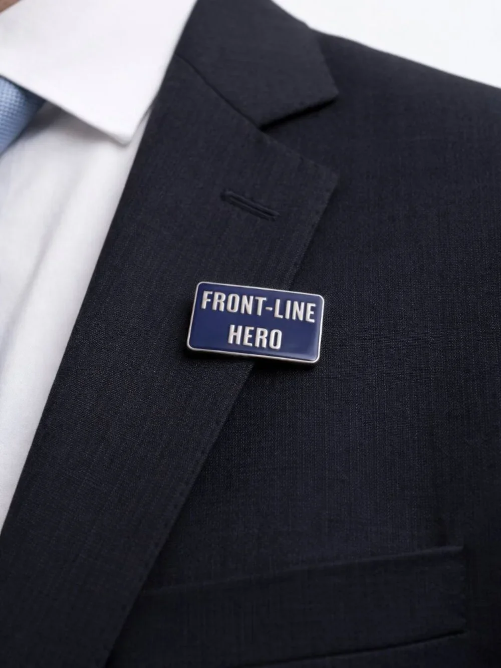 Front‑Line Hero Enamel Tac Pin Navy Silver 1